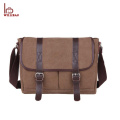 High Quality Men Leather Canvas Shoulder Messenger Bag